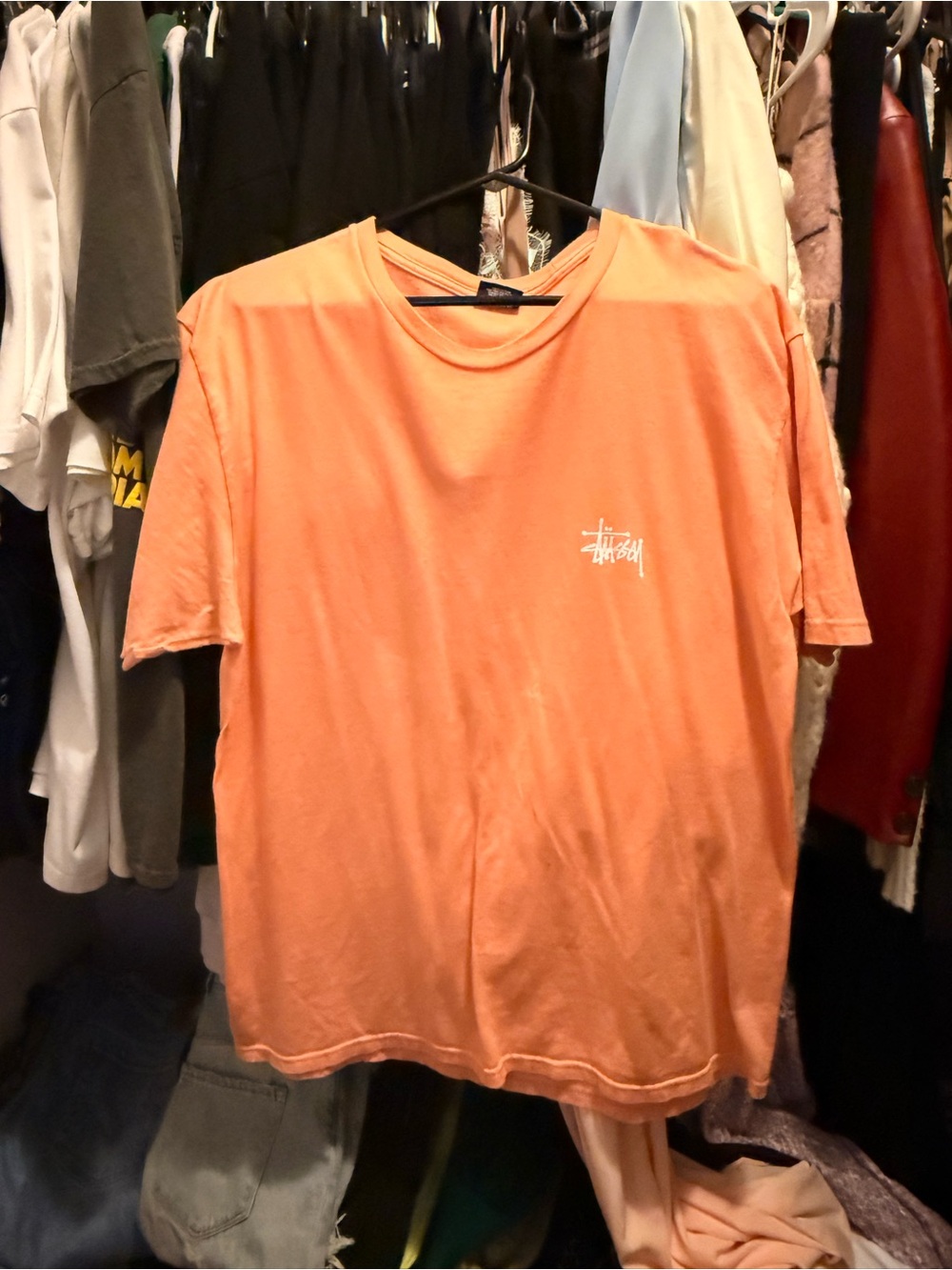 Stussy Orange Short Sleeve Crewneck Tee
